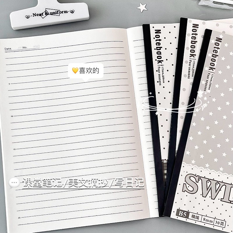 흑백 엔젤 B5 플라스틱 책 4팩, 심플한 물방울 무늬 - Blank Sheet Music Notebook 리뷰 및 가격